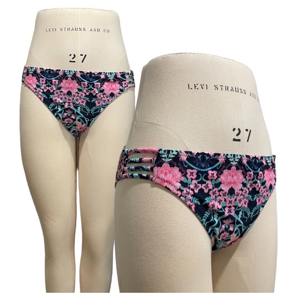 Jessica Simpson Floral Bikini Bottoms with Strappy Side Cut-Outs - Picture 7 of 7